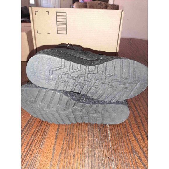 New Size 7 (38) Polar Black Faux Fur Lined Women's Wedge High Heel Boots Booties - Picture 6 of 7